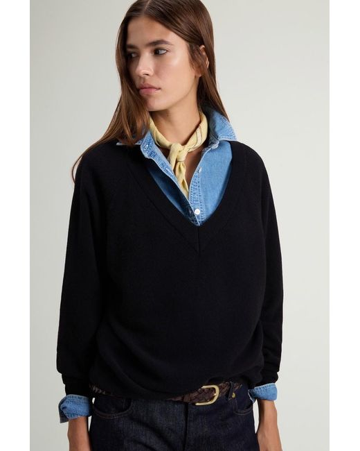Jersey De Lana Virgen Y Cachemira Para Mujer Talla Woolrich de color Blue