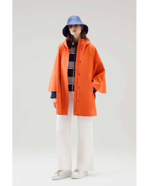 Woolrich Orange High Tech Hooded Nylon Puffer Jacket