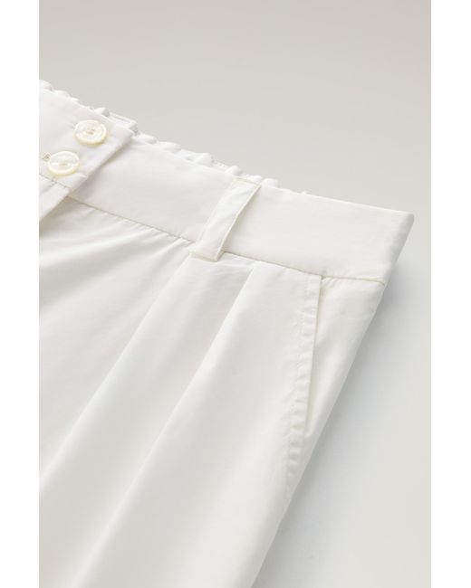 Woolrich White Pure Cotton Poplin Pants