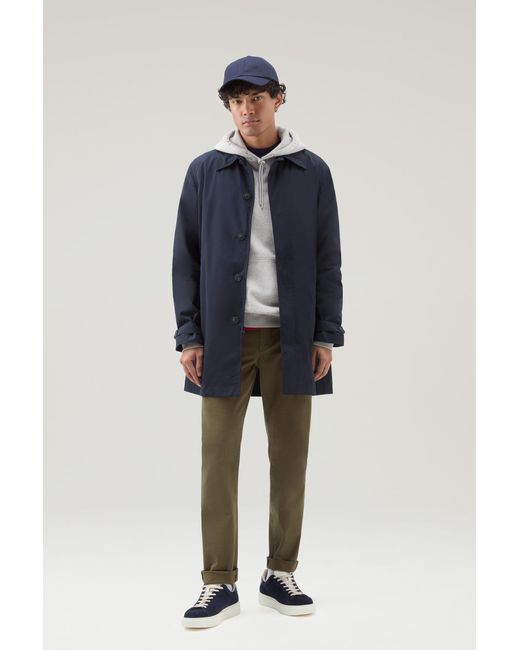 Woolrich Blue New City Coat In Urban Touch for men