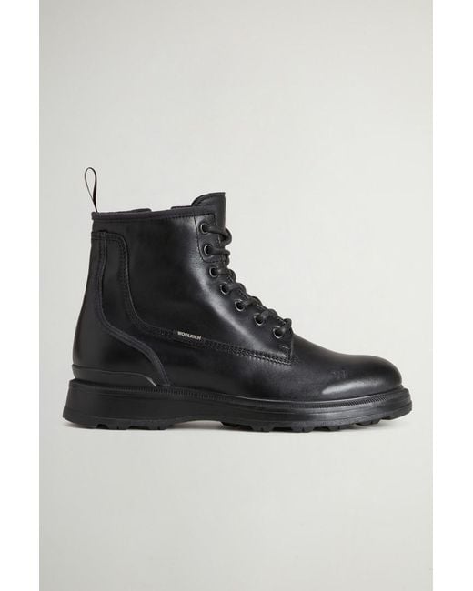 Woolrich Grove Logger-Veterboots Van Leer Zwart Grootte in het Black