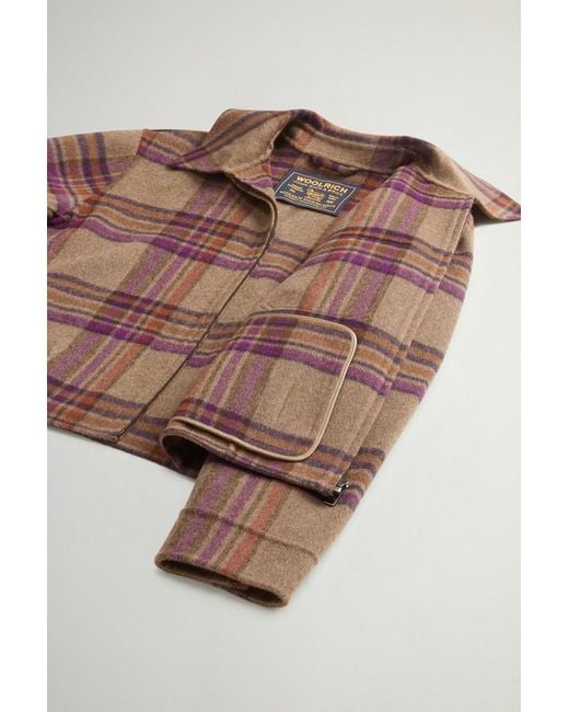 Chaqueta De Mezcla De Lana Doble Para Mujer Talla Woolrich de color Brown
