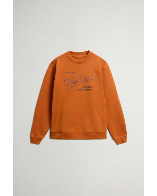 Sudadera De Cuello Redondo De Mezcla De Algodón Con Estampado Para Hombre Talla Woolrich de hombre de color Orange