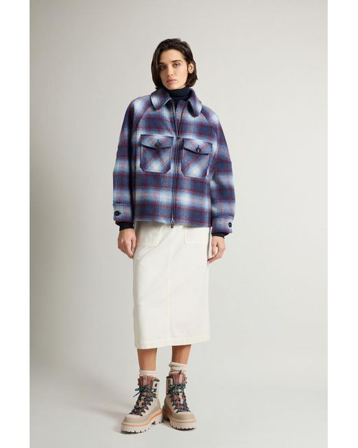 Donna Giacca A Camicia di Woolrich in Blue