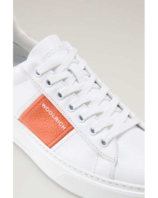 Woolrich Multicolor Classic Court Sneakers In Leather With Contrasting Stripe