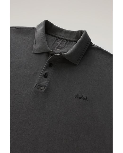 Woolrich Gray Garment-dyed Mackinack Polo In Stretch Cotton Piquet for men