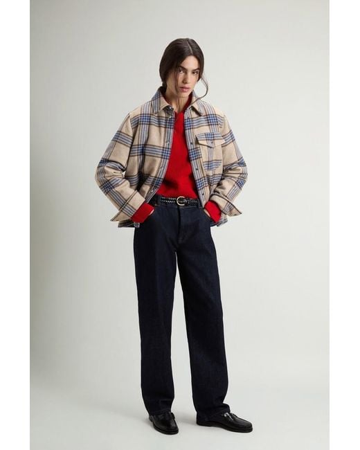 Chaqueta Camisera Alaskan A Cuadros De Mezcla De Lana Acolchada Para Mujer Talla Woolrich de color Red