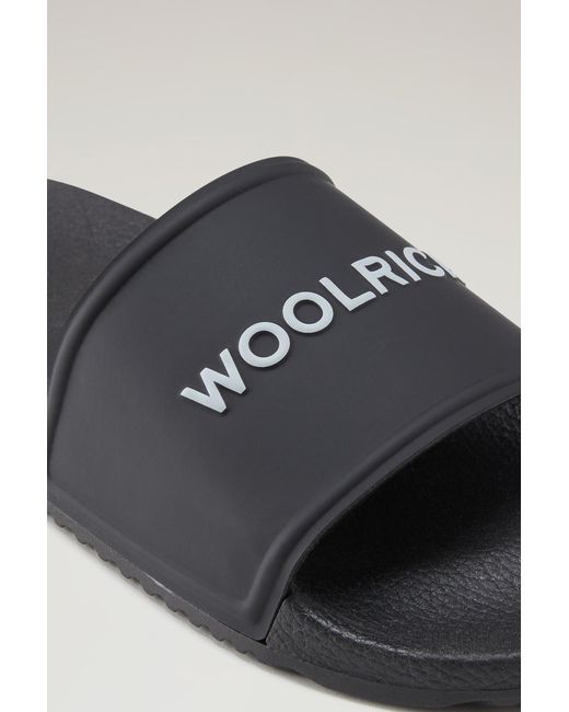 Woolrich Black Rubber Slide Sandals for men