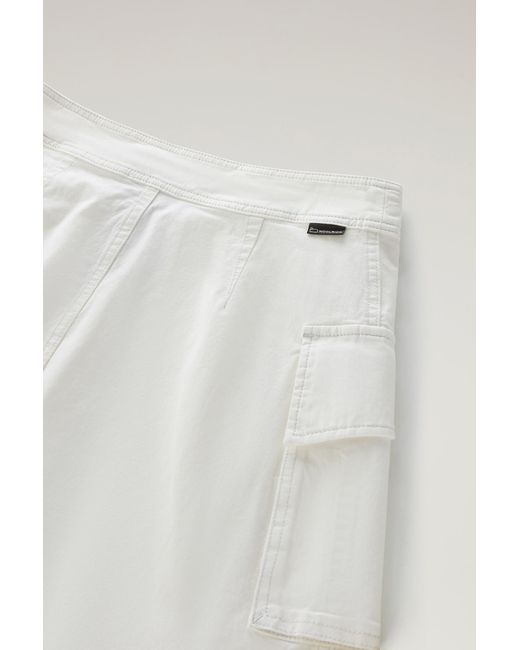 Woolrich Multicolor Garment-dyed Wrap Cargo Skirt In Cotton Twill White
