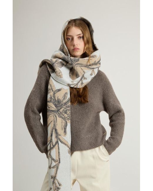 Donna Sciarpa A Mantella di Woolrich in Natural