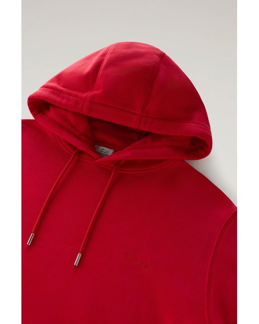 Woolrich Hoodie In Cotton Fleece With Embroidered Logo for men