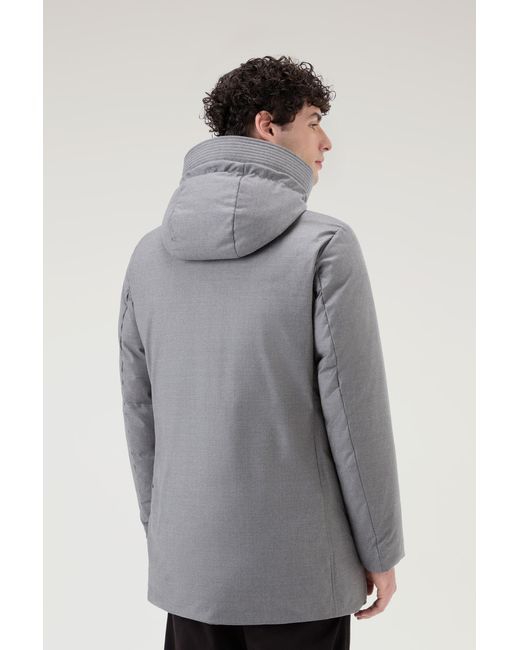 Woolrich Parka In Italian Wool And Silk Blend Crafted With A Loro Piana  Fabric in Grey for Men | Lyst UK