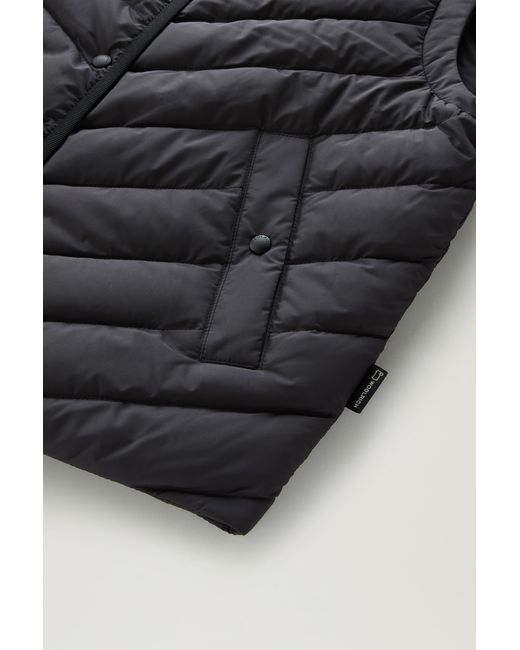 Woolrich Black Microfiber Vest With Chevron Quilting