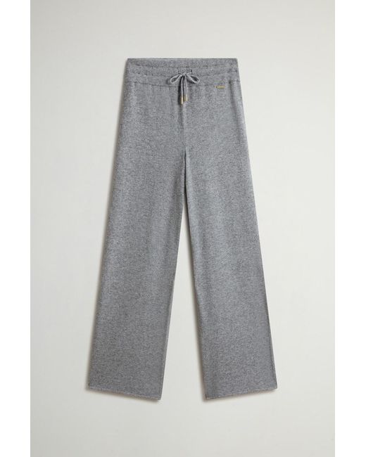 Woolrich Wide-Leg Broek Van Een Mix Van Scheerwol En Kasjmier Grootte in het Multicolor