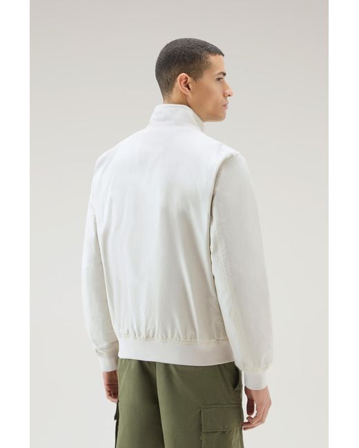 Woolrich White Cruiser Bomber Jacket In Ramar Cloth With Turtleneck for men