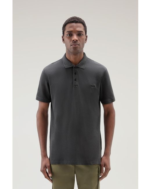 Woolrich Gray Garment-dyed Mackinack Polo In Stretch Cotton Piquet for men