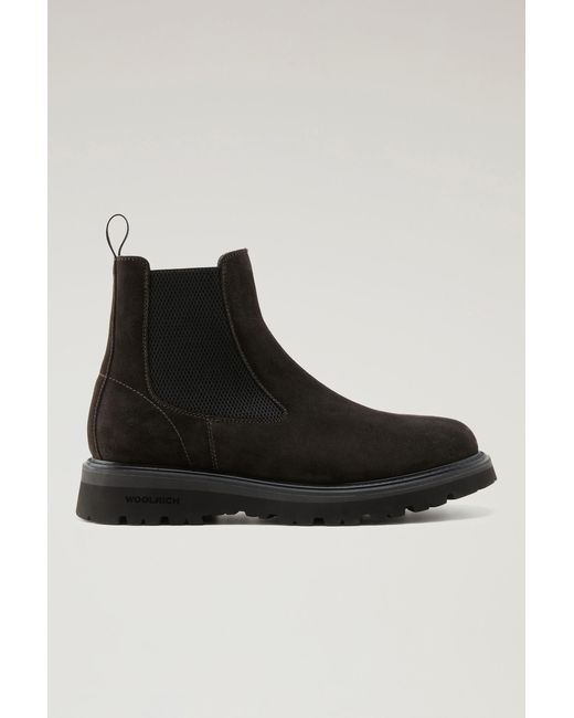 Woolrich Black New City Chelsea Boots In Suede for men