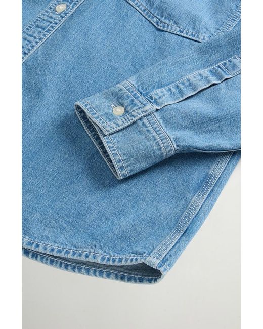 Camisa De Denim Ligero De Puro Algodón Para Mujer Talla Woolrich de color Blue