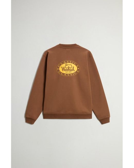 Sudadera De Cuello Redondo De Mezcla De Algodón Con Estampado Para Hombre Talla Woolrich de hombre de color Brown