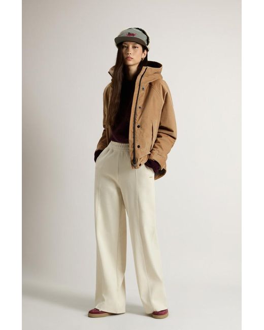 Woolrich Natural Damen Jacke Aus Dreilagigem Cord Mit Kapuze Größe
