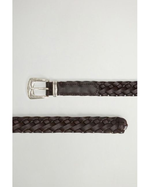 Cinturón De Piel Trenzada Para Mujer Talla One Woolrich de color Brown