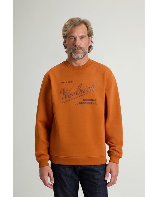 Sudadera De Cuello Redondo De Mezcla De Algodón Con Estampado Para Hombre Talla Woolrich de hombre de color Orange