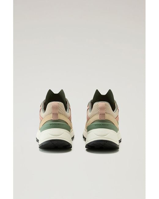 Woolrich Metallic Running Sneakers In Ripstop Fabric And Nubuck Leather