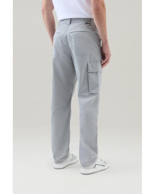 Woolrich Gray Garment-dyed Cargo Pants In Pure Cotton Gabardine for men