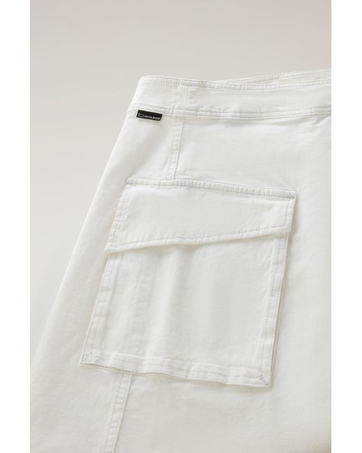 Woolrich Multicolor Garment-dyed Wrap Cargo Skirt In Cotton Twill White