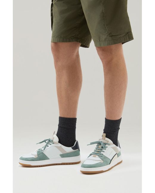 Woolrich Blue Classic Basketball Sneakers In Suede for men