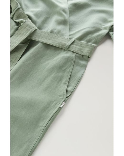 Woolrich Green Jumpsuit In A Linen Blend