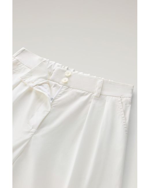 Woolrich White Pure Cotton Poplin Pants