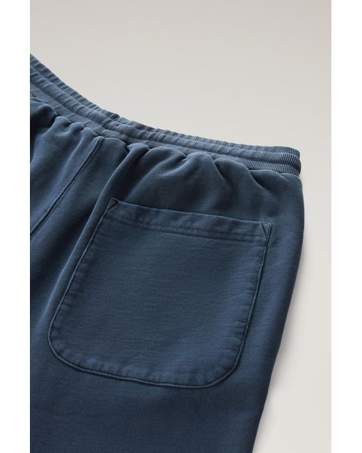 Woolrich Blue Garment-dyed Sweatpants In Pure Brushed Cotton for men