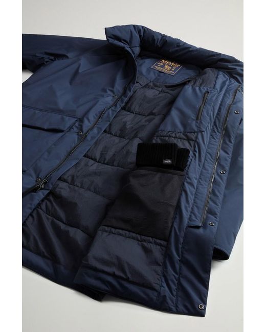 Abrigo De Light Micro Ripstop Con Capucha Extraíble Para Hombre Talla Woolrich de hombre de color Blue