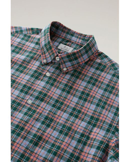 Woolrich Blue Checked Madras Shirt In Pure Cotton for men