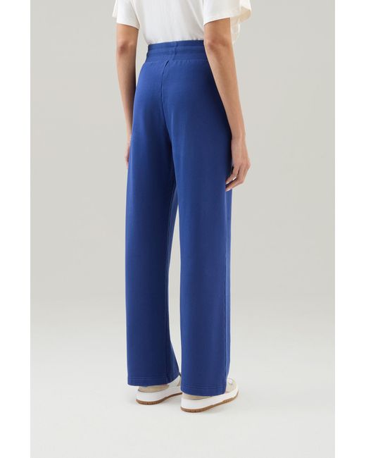 Woolrich Blue Sweatpants In Pure Cotton