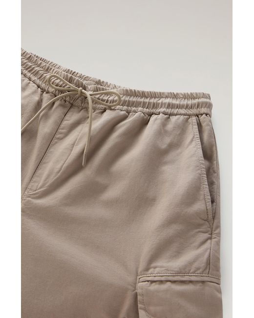 Woolrich Multicolor Garment Dyed Cargo Pants In Cotton-linen Blend for men