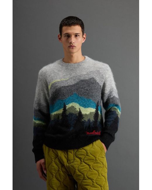 Woolrich Blue Mohair- And Wool-Blend Sweater With Gradient Motif By Todd Snyder for men