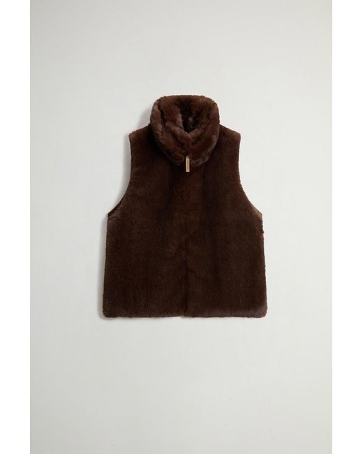 Chaleco Híbrido De Pelo Sintético Y Nailon Acolchado Para Mujer Talla Woolrich de color Blue