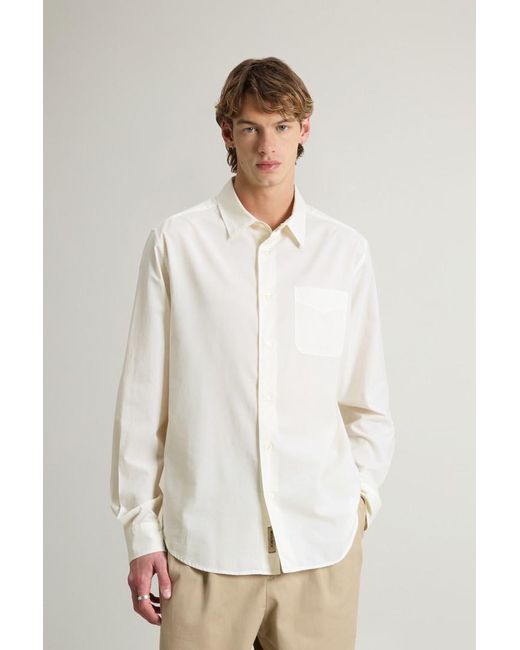 Woolrich Achteraf Geverfd Overhemd Van Mousseline Van Puur Katoen Wit Grootte in het White voor heren