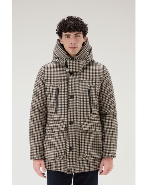 Woolrich Brown Arctic Parka Evolution In Recycled Italian Wool for men