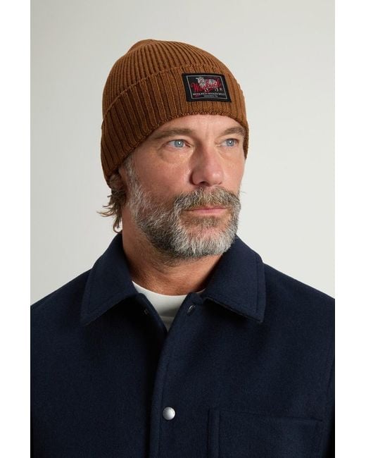 Gorro De Pura Lana Virgen Merina Acanalada Para Hombre Talla Woolrich de hombre de color Brown