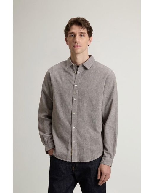 Uomo Camicia di Woolrich in Gray da Uomo