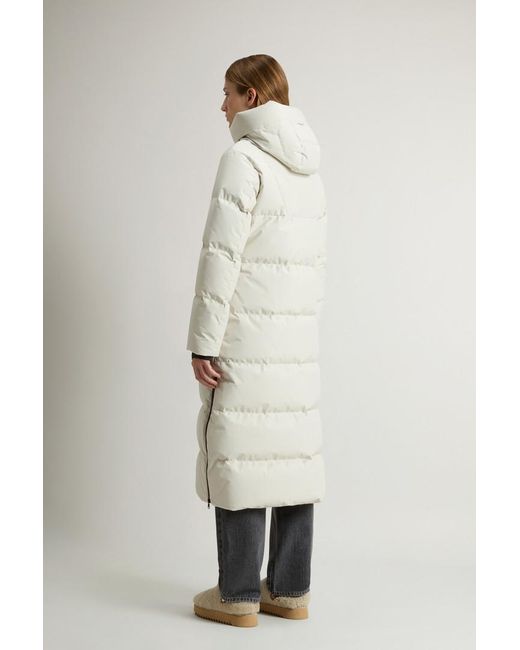 Woolrich Lang Donsjack Van Windstopper Gore-Tex Wit Grootte in het Natural