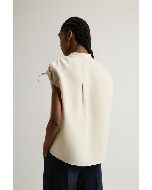 Donna Blusa Con Colletto Alla Coreana di Woolrich in Natural