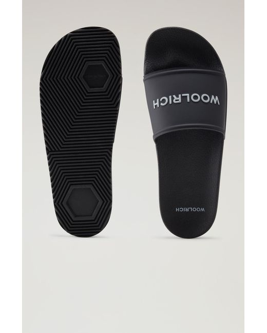 Woolrich Black Rubber Slide Sandals for men