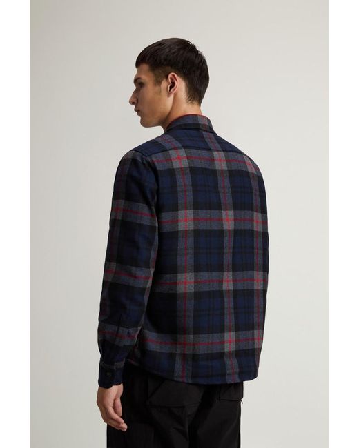 Woolrich Oxbow Plaid Flanel Overshirt in het Blue voor heren