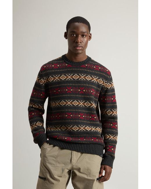 Uomo Maglione Fair Isle da Uomo di Woolrich in Nero Lyst