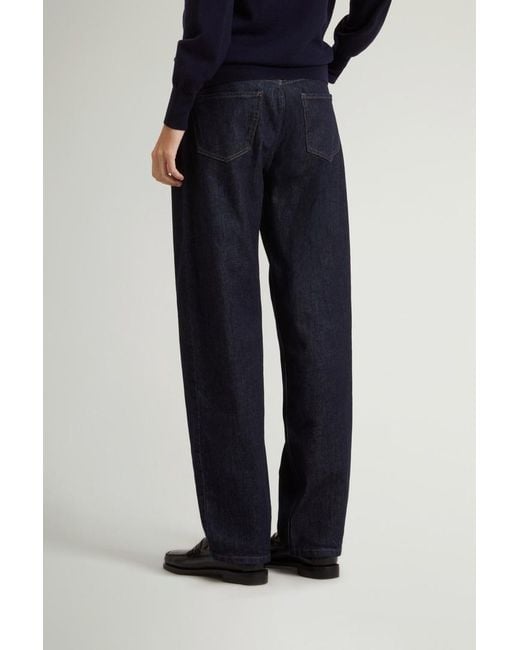 Pantalones De Pernera Ancha Y Cinco Bolsillos En Denim De Algodón Elástico Para Mujer Talla Woolrich de color Blue