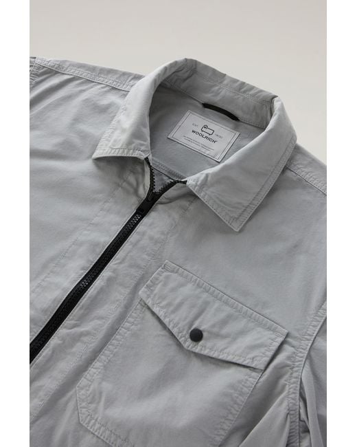 Woolrich Gray Garment-dyed Overshirt In Pure Cotton for men